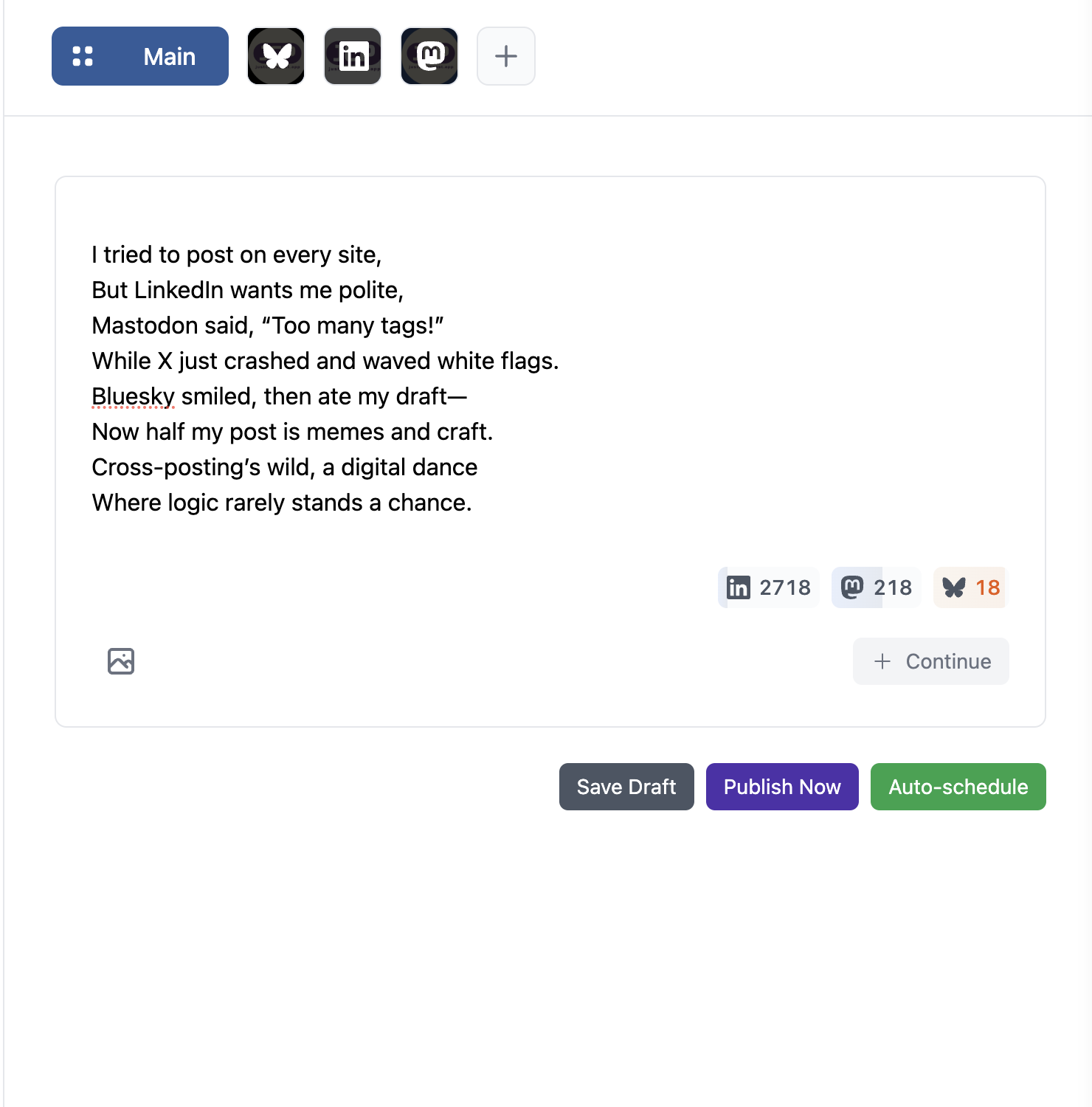 Smart character limits feature screenshot